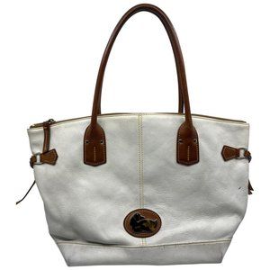 Dooney & Bourke L White Brown Leather Shoulder Bag